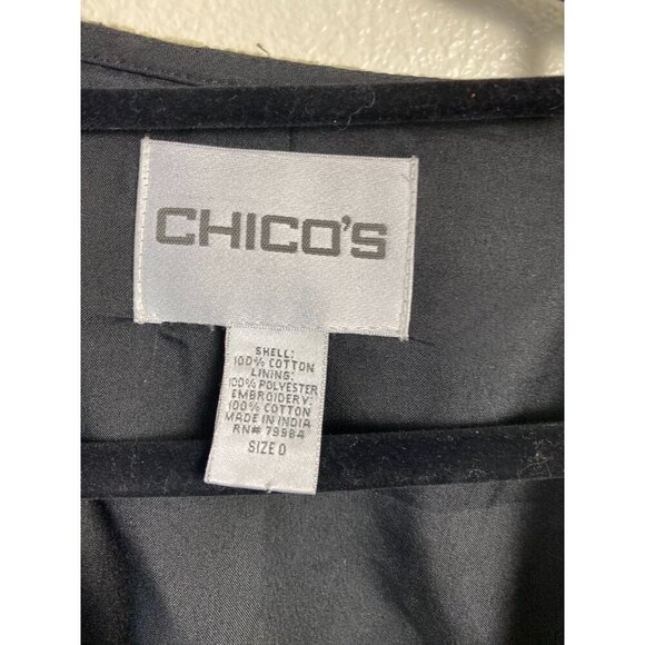 Chico's 0 Embroidered Velvet Brown Black Blazer Jacket Size Small Career Office - Picture 3 of 11